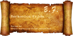 Berkovics Frida névjegykártya